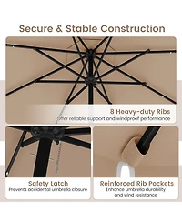 Gymax 10 Ft Solar Patio Umbrella Outdoor Market Sunshade w/ 24 Led Lights