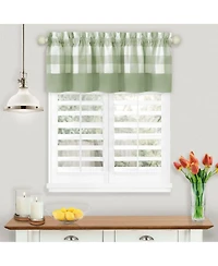 Kate Aurora Modern Country Farmhouse 3 Piece Buffalo Check Plaid Window Curtains & Valance Set