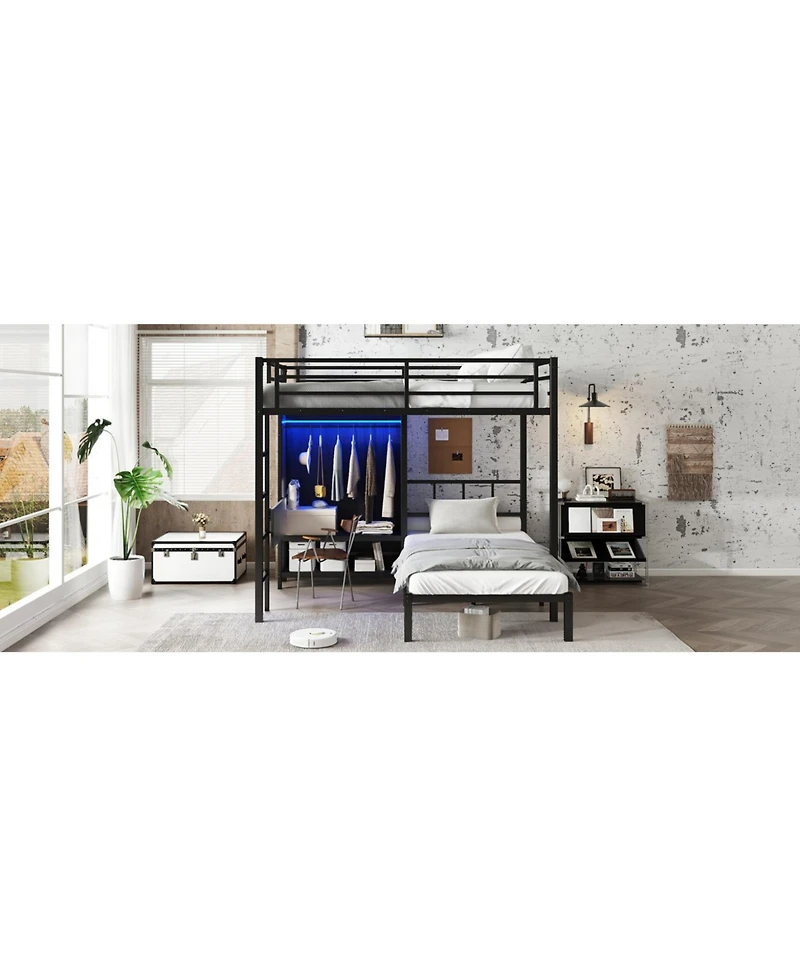 Streamdale Furniture Full Xl/Twin Bunk Bed with Desk & Closet - Black
