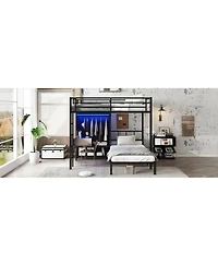 Streamdale Furniture Full Xl/Twin Bunk Bed with Desk & Closet - Black