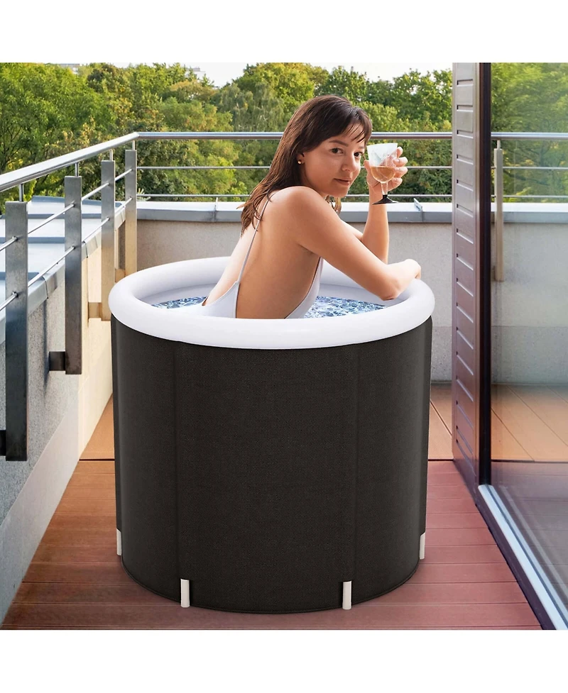 Costway Ice Bath Tub for Adult Outdoor Ice Plunge Tub with Lid 66 Gal Capacity