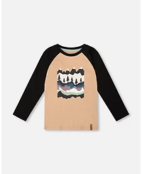 Deux par Boy Long Raglan Sleeve Jersey Tee Beige - Child