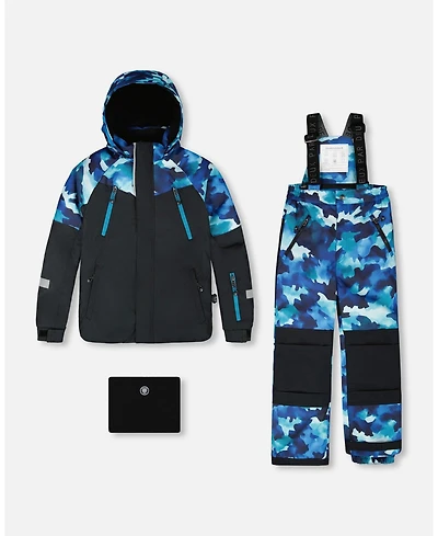 Deux par Boy Two-Piece Play Snowsuit Teal Blue Camouflage - Toddler|Child