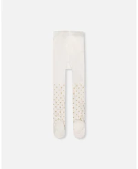 Deux par Girl Knit Tights Off-White with Golden Star Pattern - Toddler|Child