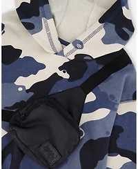 Deux par Big Boys Hooded Fleece Sweatshirt with Crossbody Bag Blue Camouflage