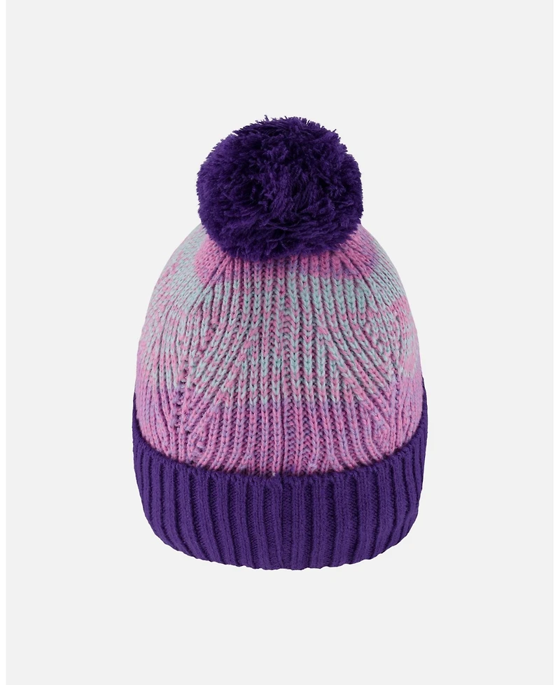 Deux par Girl Lined Knit Pompom Hat Purple and Pink - Toddler|Child