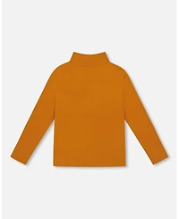 Deux par Girl Super Soft Ribbed Mock Neck Top Golden Yellow