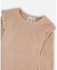 Deux par Deux Girl Rib Striped Top Beige and Off-White - Toddler|Child