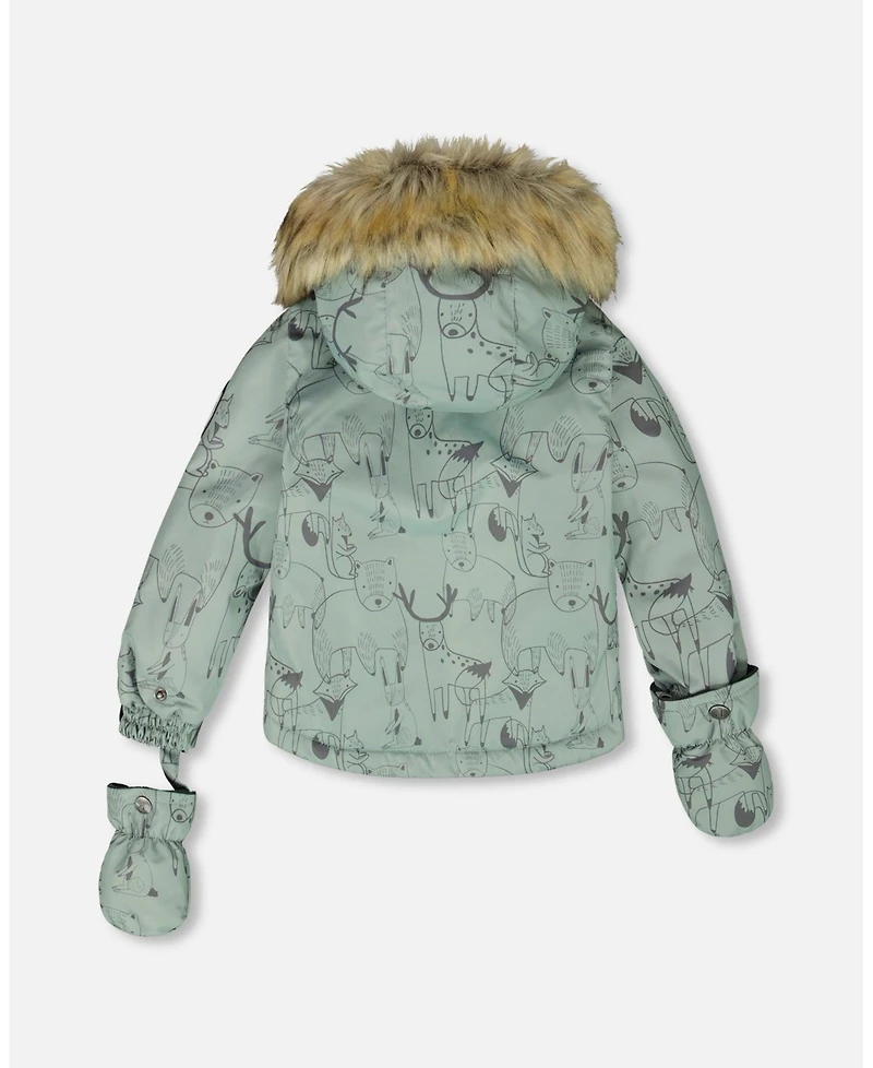 Deux par Baby Boy Two-Piece Play Snowsuit with Printed Jacket Sage Green - Baby|Toddler