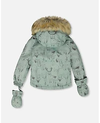Deux par Baby Boy Two-Piece Play Snowsuit with Printed Jacket Sage Green - Baby|Toddler