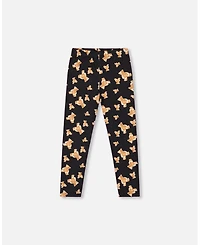 Deux par Toddler Girls Jersey Leggings Black Teddy Bear Print - Toddler|Child