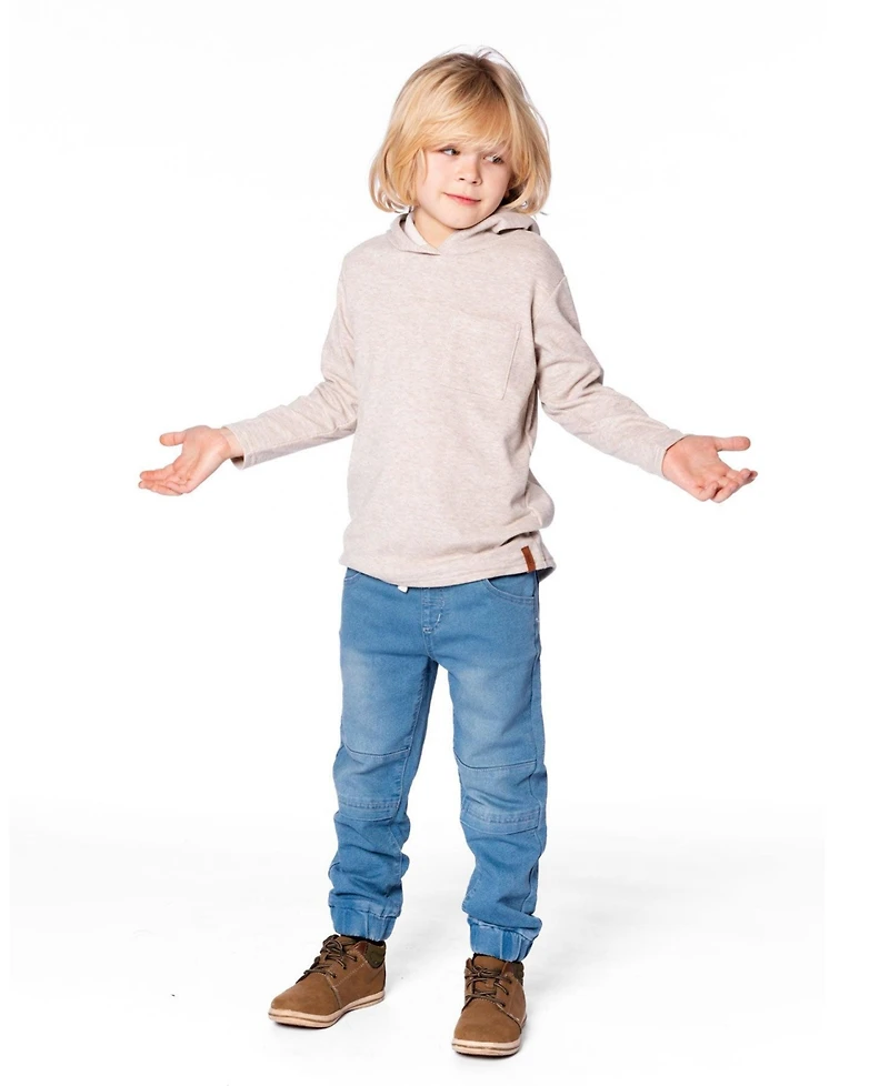 Deux par Boy Long Sleeve Super Soft Brushed Jersey Hooded Tee Heather Beige