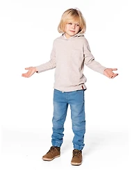 Deux par Boy Long Sleeve Super Soft Brushed Jersey Hooded Tee Heather Beige