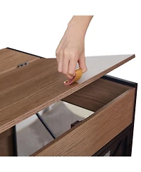 Streamdale Furniture Farmhouse Trash Can Cabinet w/ Drawer & Countertop