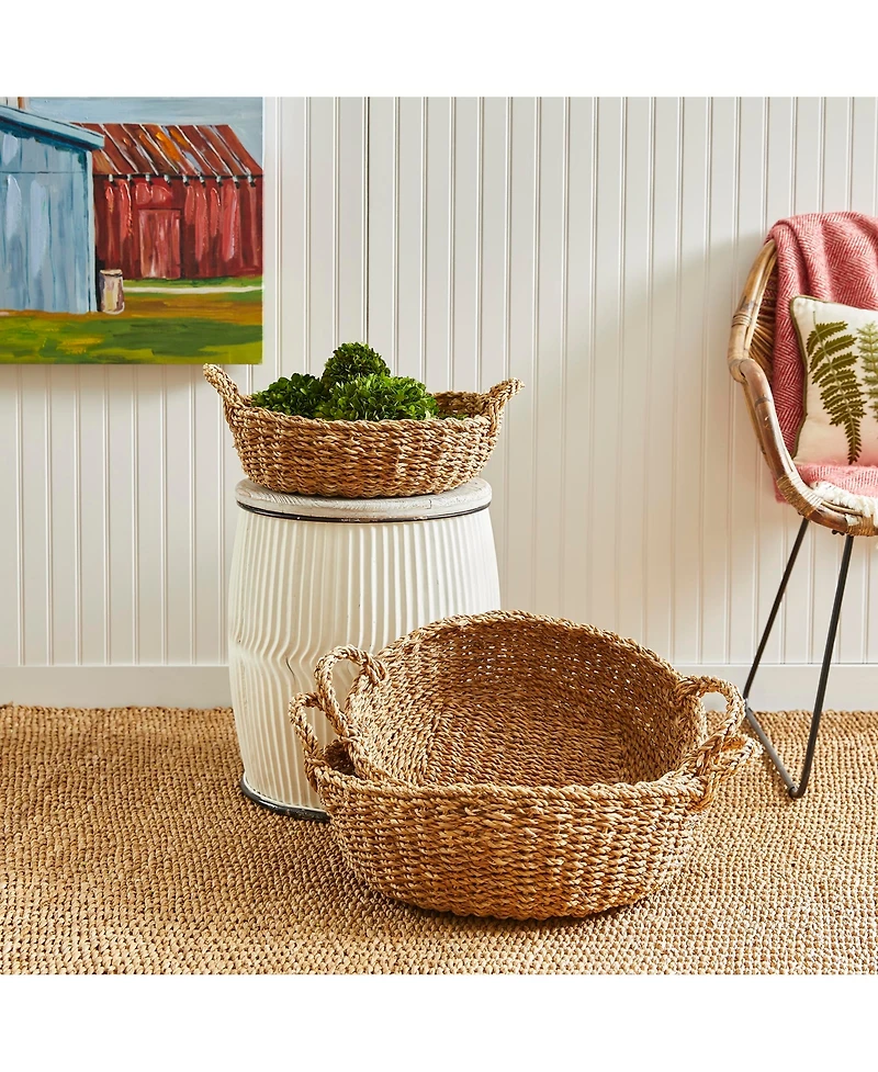 Napa Home & Garden Seagrass Shallow Baskets With Handles Set of 3