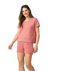 Cable & Gauge Women's V-Neck Top High Waisted Short Matching Set