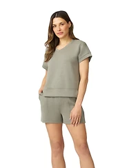 Cable & Gauge Women's V-Neck Top High Waisted Short Matching Set