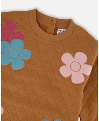 Deux par Toddler Girls Quilted Tunic Mocha with Flowers - Toddler|Child