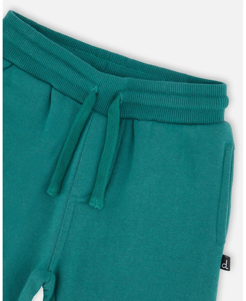 Deux par Toddler Boys Fleece Sweatpants with Articulated Knees Forest Green - Toddler|Child