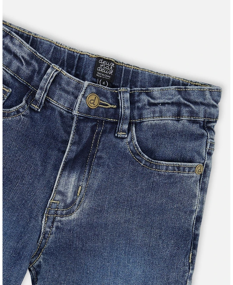 Deux par Boy Stretch Jeans Dark Blue with Rolled Cuffs - Child
