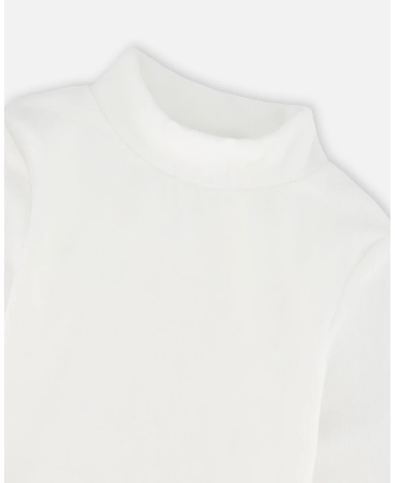 Deux par Girl Super Soft Ribbed Mock Neck Top Off-White