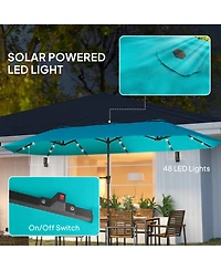 Outsunny 13' Double-Sided Patio Umbrella with Solar Lights and Crank
