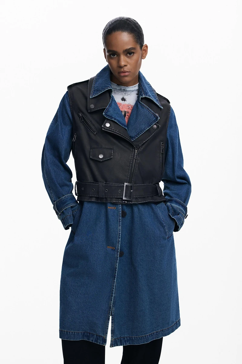 Desigual Women's Detachable denim trench coat