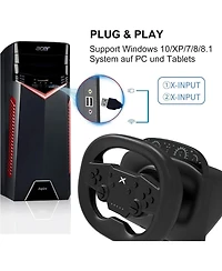 Nbcp PS4 Gaming Steering Wheel with Pedals – Wireless Bluetooth Connectivity, Dual-Vibration Motors, Compatible with Pc, PS4, Switch, PS3, iOS & Andro