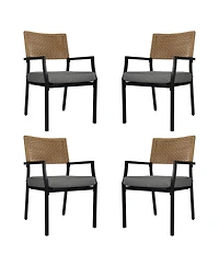 Mondawe 4-Pcs Outdoor All-Iron Detachable Rattan Chair,W/ Waterproof Cushion,Stackable Dining Chair