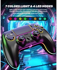 Nbcp Wireless Controller for PS5/Pro/Pc/Mac/iOS/Android/Steam Deck, Rgb Lighting, Dual Vibration, 6-Axis Gyro Sensor, Turbo, Programmable, Audio Jack,