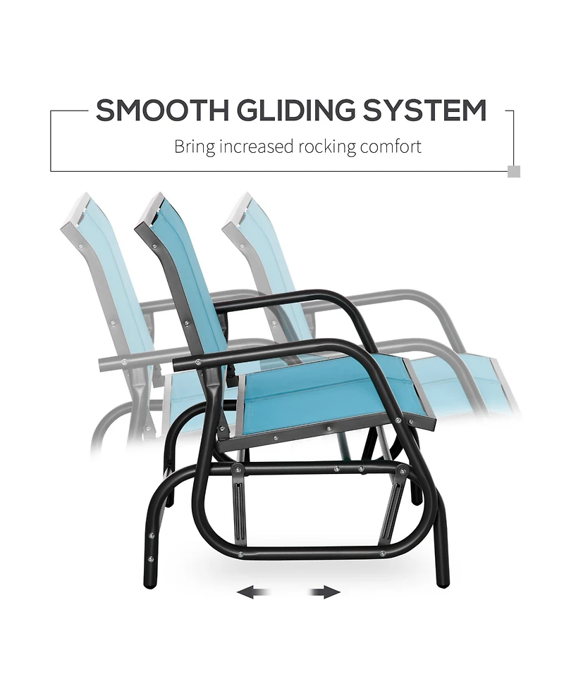 2-Person Outdoor Glider Bench, Patio Double Swing Rocking Chair Loveseat w/ Powder Coated Steel Frame for Backyard Garden Porch