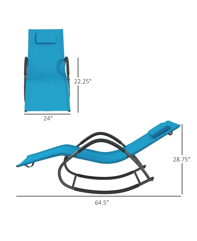 Flynama Rocking Chair, Zero Gravity Patio Chaise Sun Lounger, Outdoor Rocker, Uv Water Resistant, Pillow for Sunbathing, Lawn, Garden or Pool, Light B