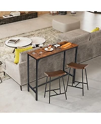 Mecale 48 Inch Industrial Pub Dining Table with Steel Frame