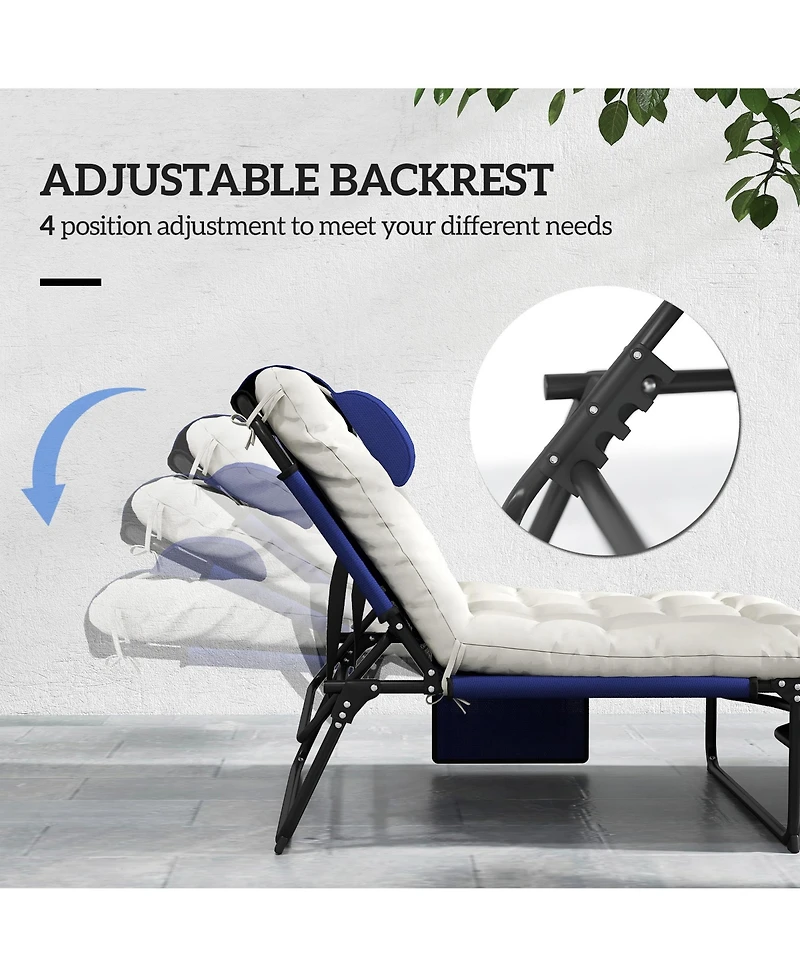 Outsunny Folding Chaise Lounge w/ Cushion, Reclining ning Chair,