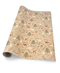 Punch Studio Woodland Christmas Holiday Gift Wrap, 30" x 120"