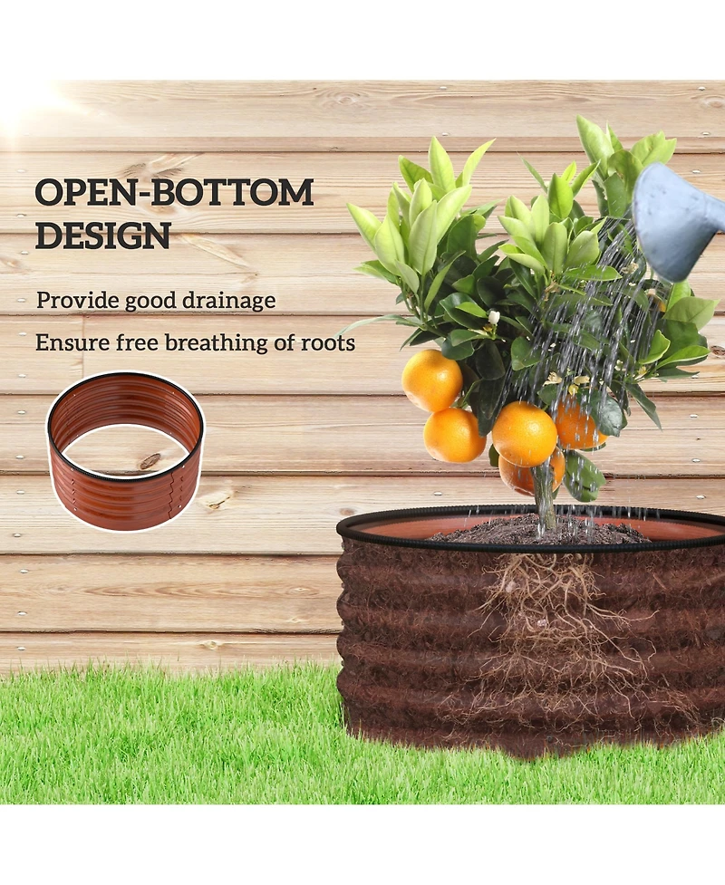 Outsunny Raised Garden Beds, Set of 2 Galvanized Planter Boxes