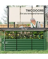 Outsunny Galvanized Raised Garden Bed with Crop Cage & Shade Cloth