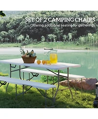 Outsunny 2 Pack 6 ft. Plastic Folding Benches,