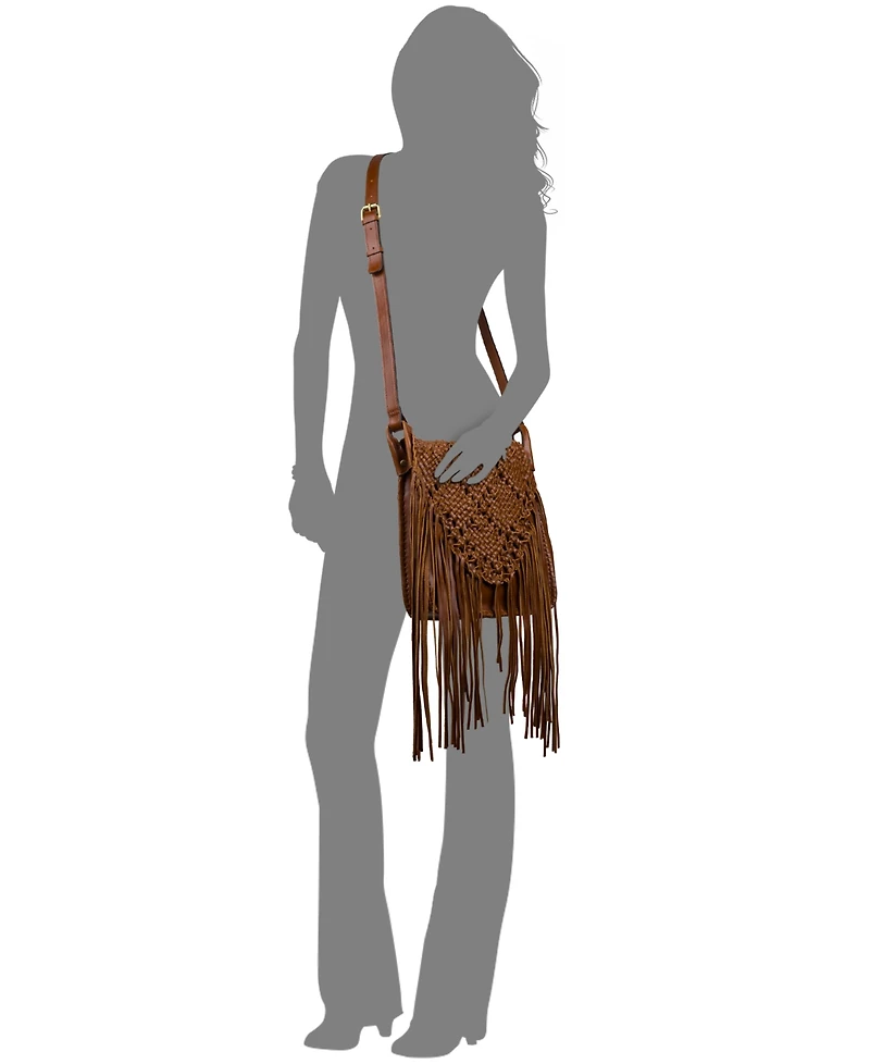 Patricia Nash Mara Small Woven Leather Flap Crossbody