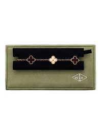 Pre-Owned Van Cleef & Arpels Vintage Alhambra 5 Motifs Bracelet Guilloche 18K Rose Gold and Carnelian