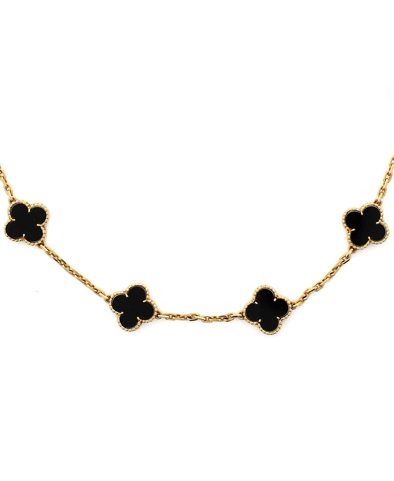 Pre-Owned Van Cleef & Arpels Vintage Alhambra 10 Motifs Necklace 18K Gold and Onyx