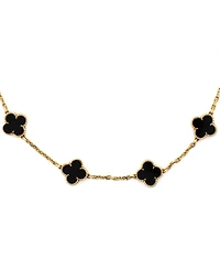 Pre-Owned Van Cleef & Arpels Vintage Alhambra 10 Motifs Necklace 18K Gold and Onyx