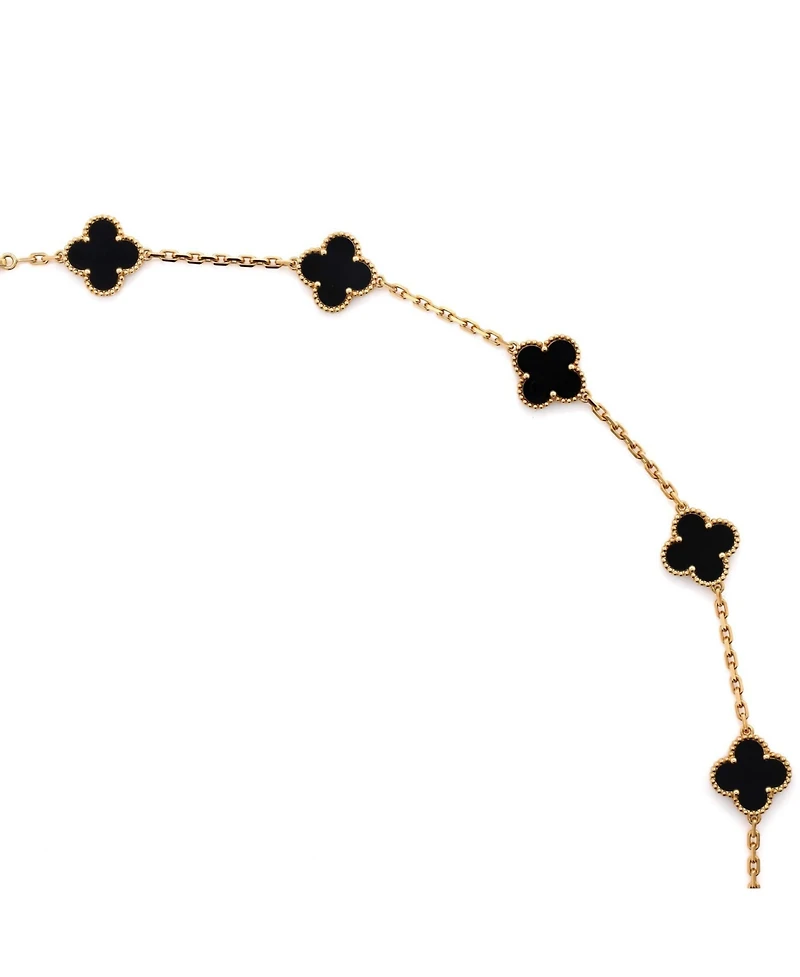 Pre-Owned Van Cleef & Arpels Vintage Alhambra 20 Motifs Necklace 18K Gold and Onyx
