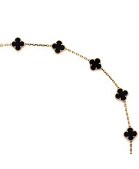 Pre-Owned Van Cleef & Arpels Vintage Alhambra 20 Motifs Necklace 18K Gold and Onyx