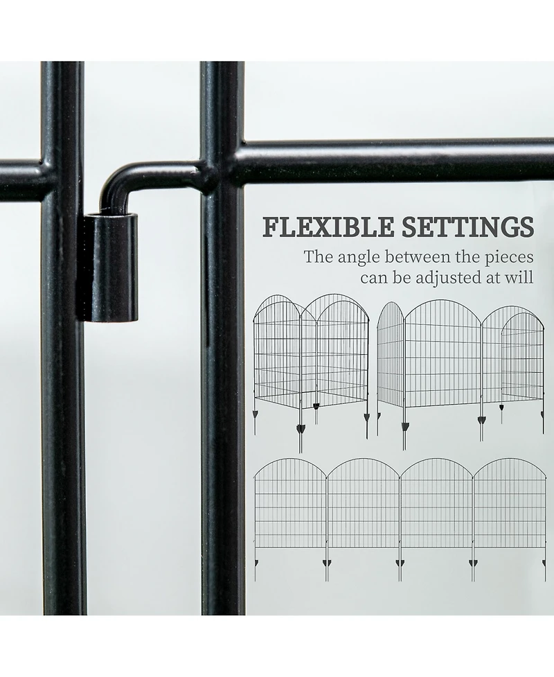 Outsunny 11.4' Garden Fence Steel Border Flower Edging, Pack of 4, Grids