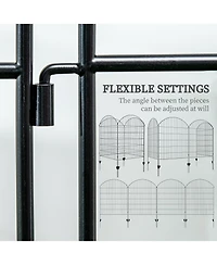 Outsunny 11.4' Garden Fence Steel Border Flower Edging, Pack of 4, Grids