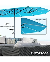 Outsunny 15ft Patio Umbrella Solar Lights UPF50+ Outdoor