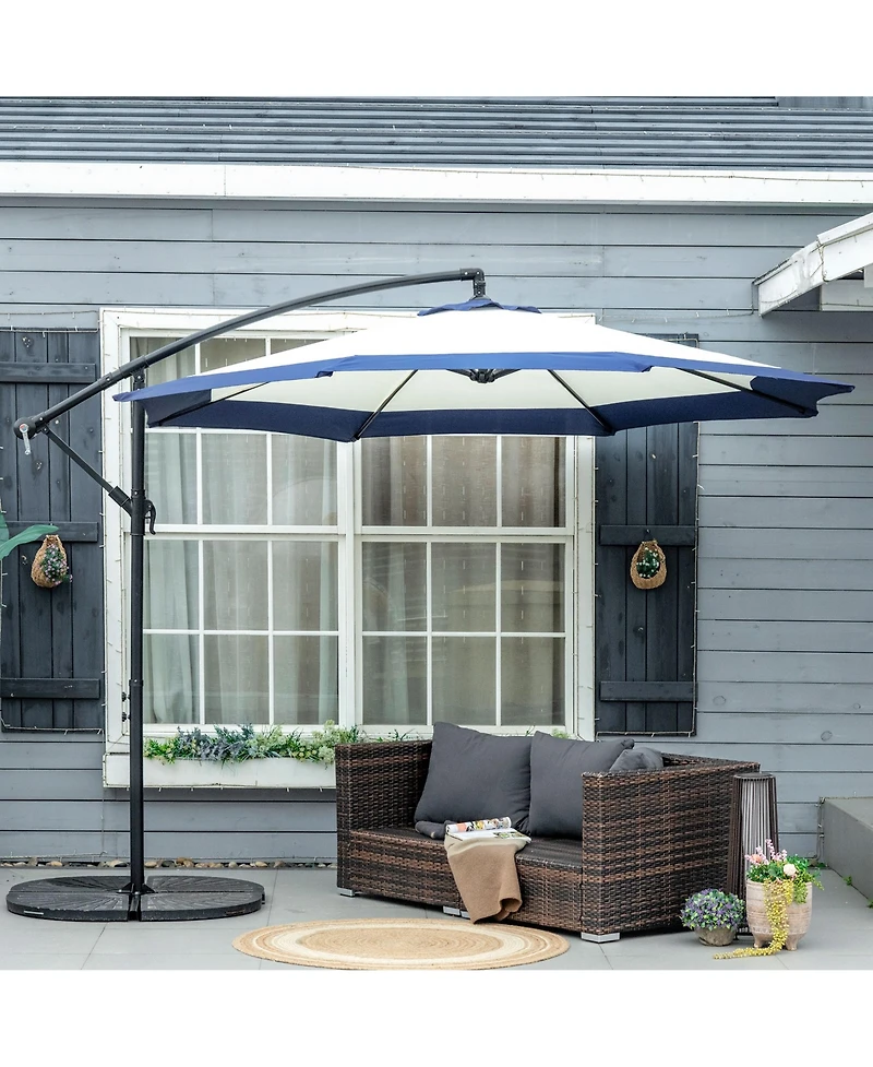 Outsunny 10' Cantilever Umbrella Offset Patio Umbrella w/ Cross Base
