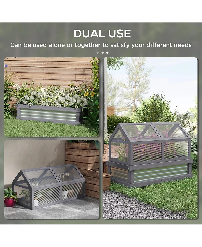 Outsunny Raised Garden Bed with Polycarbonate house,