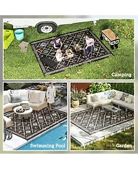 Outsunny Outdoor Rug, 9' x 18' Floor Mat, Rhombus